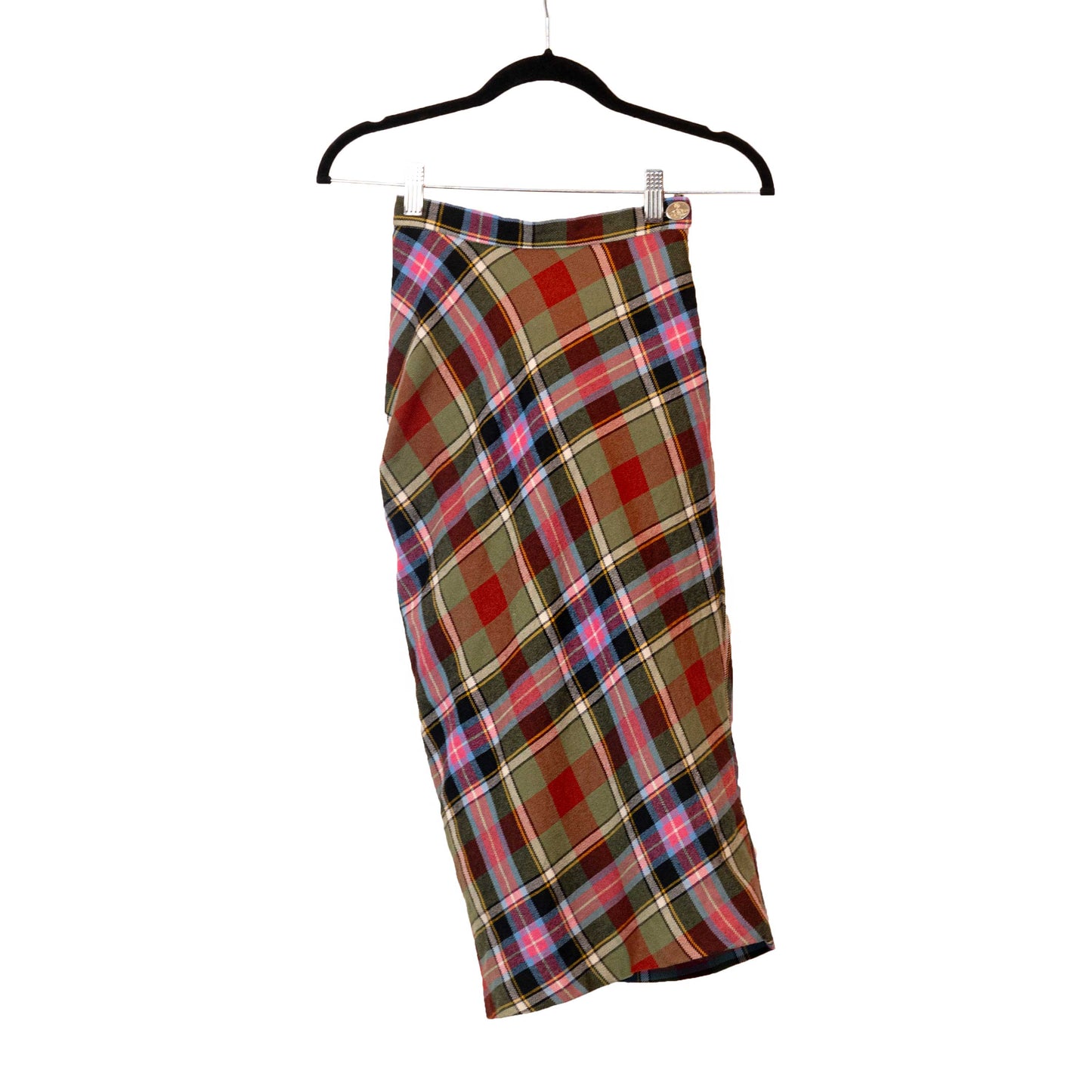 Vivienne Westwood FW 1993 Runway Tartan Bustle Midi Skirt