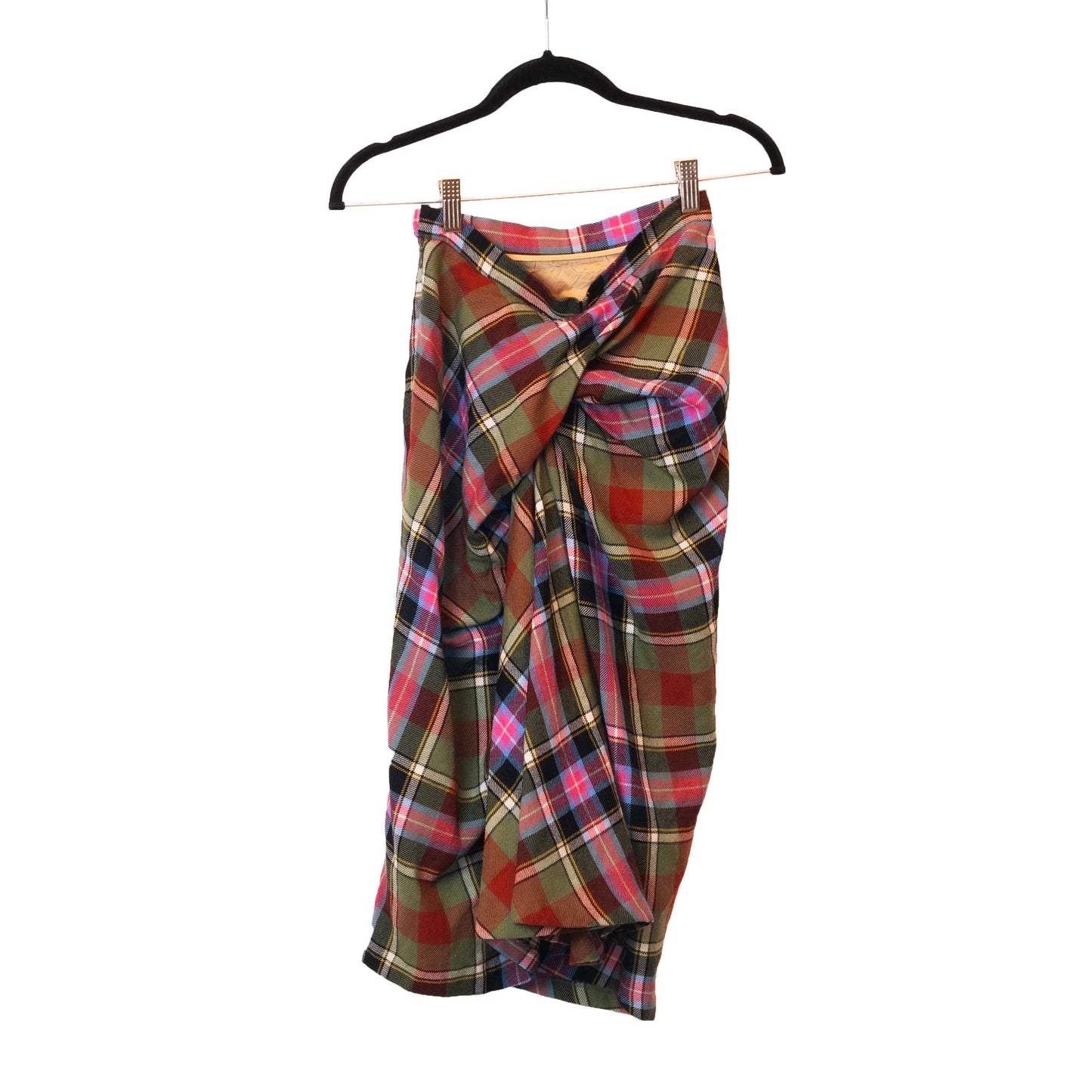 Vivienne Westwood FW 1993 Runway Tartan Bustle Midi Skirt