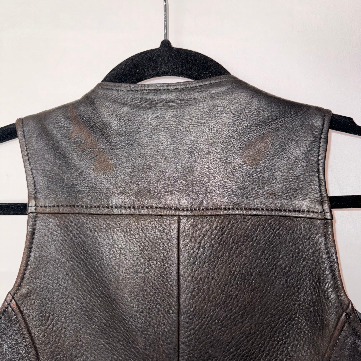 Vintage Cropped Leather Motorcycle Vest