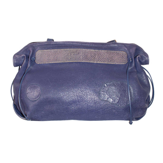 Carlos Faulchi  Blue Leather / Snakeskin Shoulder Bag